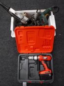 A cased Black and Decker XT cordless drill, no charger,