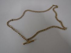 A 9ct gold necklace with T-bar, 5.4g.