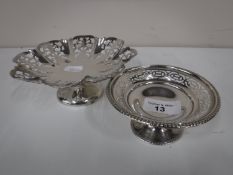 Two silver bon-bon dishes,
