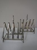 A pair of silver five-bar toast racks, Birmingham 1930,