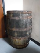 A coopered oak barrel