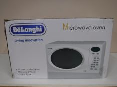 A boxed Delonghi microwave