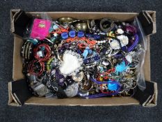 A box containing a large quantity of costume jewellery