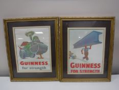 A set of six gilt framed Guinness advertising prints