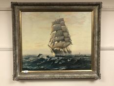 An artagraph edition - 'Dolphins by a Tall Ship', 71cm x 59cm,