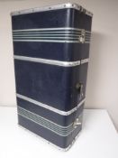 A mid 20th century trunk together with an oak tapestry fire screen