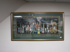 Indian School : A Royal Pageant, watercolour, 102 cm x 44 cm, framed.