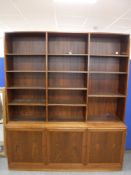 A Danish bookcase with cupboards beneath