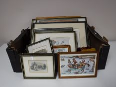 A box containing a large quantity of assorted prints including colour etchings including a view of