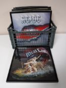 Eleven framed LP's; Meatloaf, ACDC,