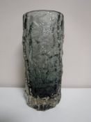 A Whitefriars Geoffrey Baxter designed textured bark vase, Willow,