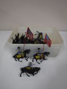 A small quantity of lead civil war soldiers on horse back with flags