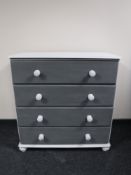 A hand painted pine four drawer chest together with a hand painted oak four drawer chest