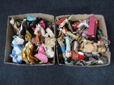 Two boxes containing mid 20th century dolls of the world