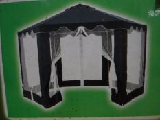 A boxed hexagonal gazebo,