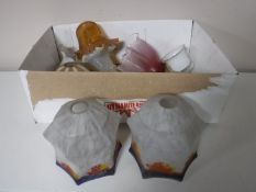 A box of early 20th century glass shades