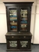 A Victorian and later glazed door cabinet - Irish Linen,