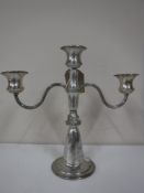 A Lindisfarne silver three way table candelabra, Reid and Sons, height 21.