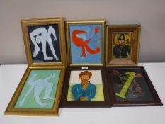 Seven framed and unframed A.