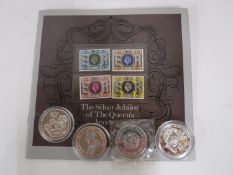 A set of silver jubilee stamp and for silver proof coins