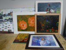 Seven framed and unframed A.