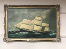 An artagraph edition - 'A three masted ship', 80cm x 49cm,