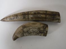 Two pieces of scrimshaw,