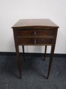 A Victorian inlaid mahogany side table fitted two drawers