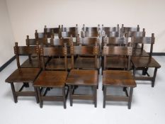 Set of nineteen pine restaurant chairs