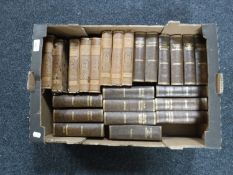 A box containing sixteen volumes, Dickens,
