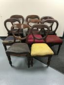 Eight Victorian mahogany balloon backed dining chairs
