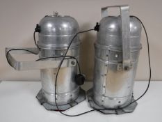 Two aluminium cased spotlights