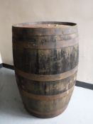 A coopered oak barrel
