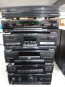 A Kenwood five piece separates hifi system with speakers