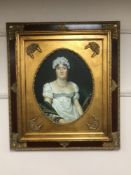 Twentieth century school : Portrait of a Lady With an Emerald Necklace, oil on canvas, 38cm x 47cm,