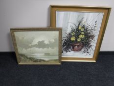 A gilt framed still life study, indistinctly signed,