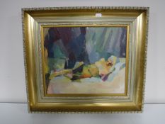 A gilt framed oil on board,