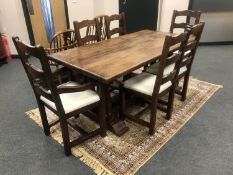 An Eastern hardwood refectory style dining table, length 183cm,