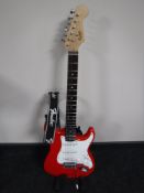 A Fender Squire electric guitar