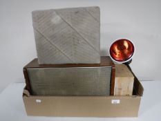 A box of Edwardian footstool, Ecko radio,