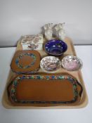 A tray containing a seven piece Maling sandwich plate set,