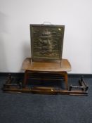 An early 20th century oak extending fire curb,