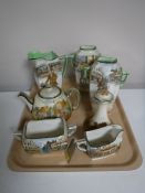 Seven pieces of Royal Doulton Dickens ware china