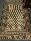 A Sumak Kilim rug on cream ground,