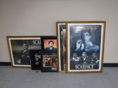 Five framed Scarface and Once Upon a Time in America pictures