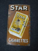 An early twentieth century Star Cigarettes enamelled sign