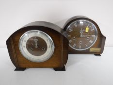 An oak cased Smiths mantel clock and one other