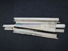 Five mid 20th century Russian pull down maps