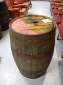 A coopered oak barrel