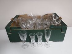 Two boxes containing assorted glassware